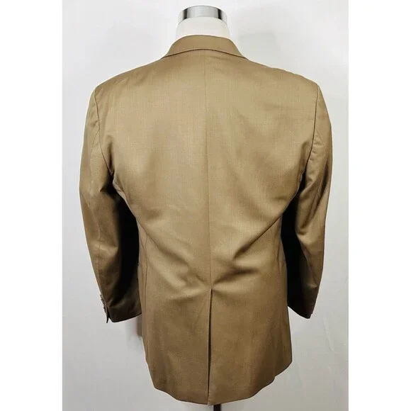 Chaps 40R Suit 32x28 Flat Front Beige 100% Wool Two Button Lined Vented